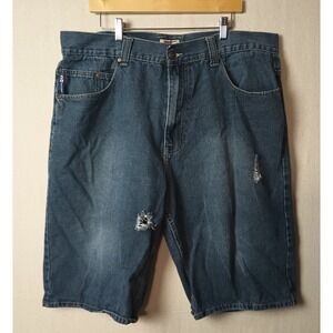 Vintage Phat Farm Denim Shorts Distressed Baggie Jorts Blue Jean Shorts 42 Y2K V